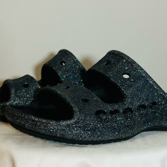 CROCS BAYA Black GLITTER Sandals SIZE 7 Women’s - Picture 11 of 11